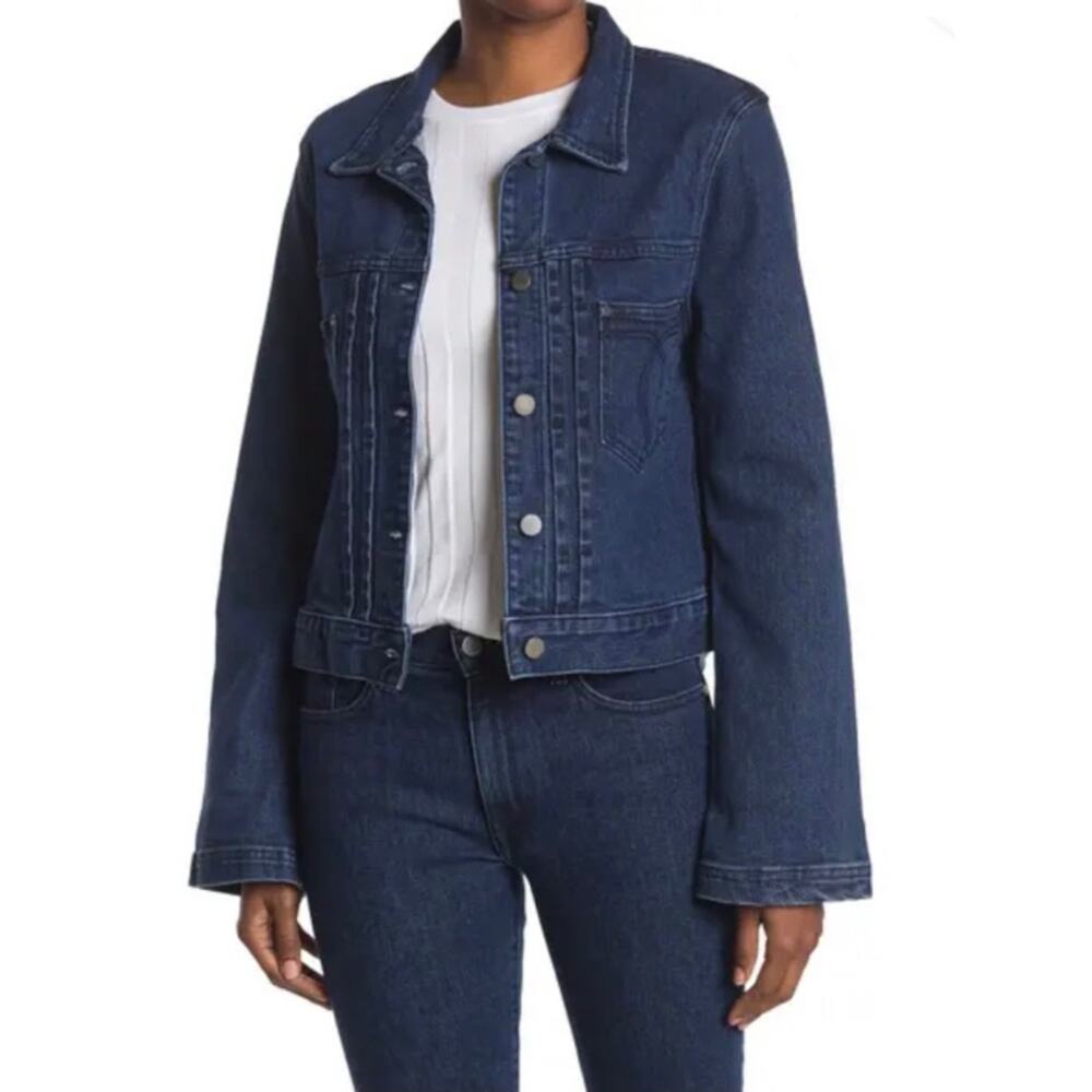 BLDWN Womens M Leon Denim Jean Jacket Dark Wash NEW